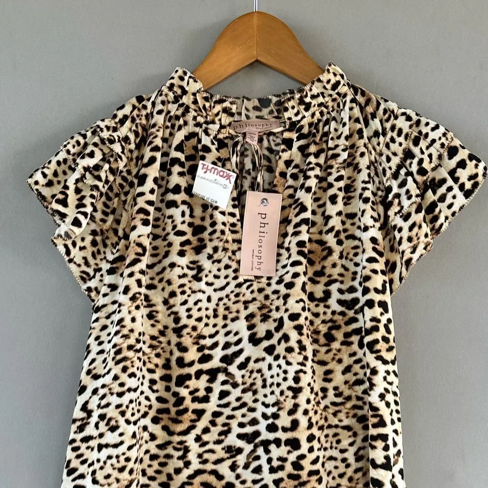 🎉5 for $45🎉 NWT Philosophy top blouse shirt size XS animal print - Picture 3 of 11
